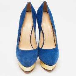 Charlotte Olympia Blue Suede Dolly Pumps Size 41