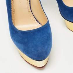 Charlotte Olympia Blue Suede Dolly Pumps Size 41