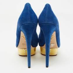 Charlotte Olympia Blue Suede Dolly Pumps Size 41