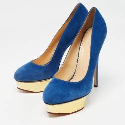 Charlotte Olympia Blue Suede Dolly Pumps Size 41