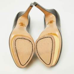 مملوكة مسبقًا Charlotte Olympia Black Leather Dolly Platform Pumps Size 37