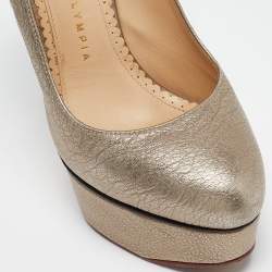 Pre Owned Charlotte Olympia Gold Leather Platform Pumps Size 36