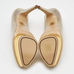 Charlotte Olympia Gold Leather Dolly Platform Pumps Size 40.5