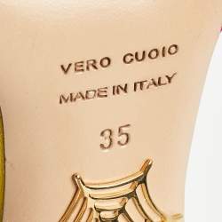 Pre Owned Charlotte Olympia Multicolor Fabric Serena Bow Platform Ankle Strap Sandals Size 35