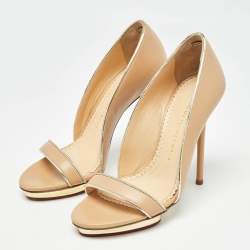 Charlotte Olympia Beige Leather Christine Pumps Size 36.5