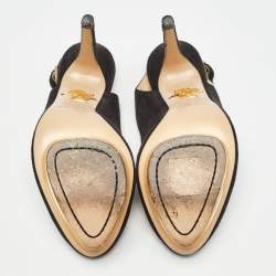 Pre Owned Charlotte Olympia Black Suede Dolly Pumps Size 36.5