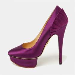 Charlotte Olympia Purple Satin Platform Pumps Size 36