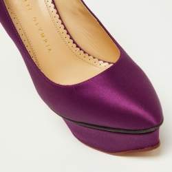 Charlotte Olympia Purple Satin Platform Pumps Size 36