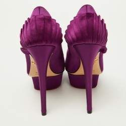 Charlotte Olympia Purple Satin Platform Pumps Size 36