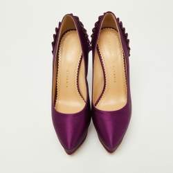 Charlotte Olympia Purple Satin Platform Pumps Size 36
