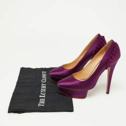 Charlotte Olympia Purple Satin Platform Pumps Size 36