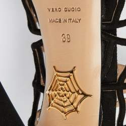Charlotte Olympia Black Suede Ankle Strap Platform Sandals Size 39