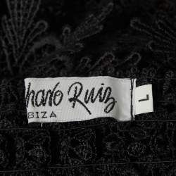 Charo Ruiz Black Lace Sheer Dana Top L