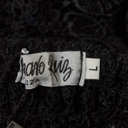 Charo Ruiz Black Lace Sheer Dana Top L