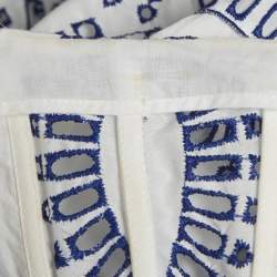 Pre Owned Charo Ruiz White/Blue Broderie Anglaise Shirring Top and Skirt Set S