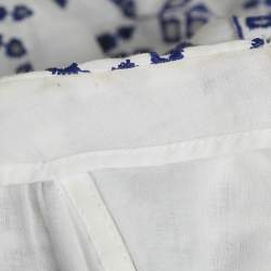 Pre Owned Charo Ruiz White/Blue Broderie Anglaise Shirring Top and Skirt Set S