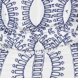 Pre Owned Charo Ruiz White/Blue Broderie Anglaise Shirring Top and Skirt Set S