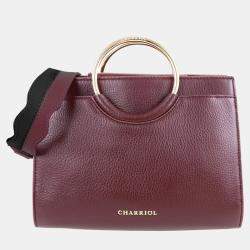 Pre Owned Charriol Chocolate/Off White Leather Forever Handbag