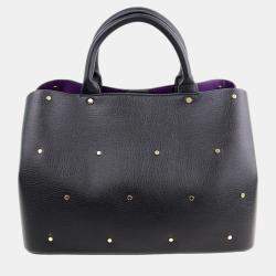 Charriol Black/Purple Leather Coralie Handbag
