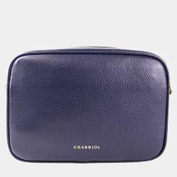 Pre Owned Charriol Dark Blue Leather Deauville Crossbody bag