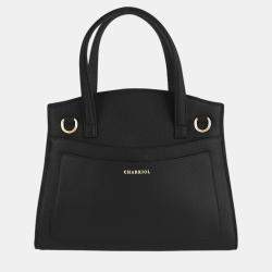 Charriol Black Leather Deauville Handbag