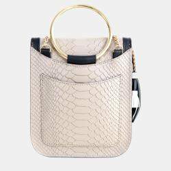 Pre Owned Charriol Stone/Black Leather PALAIS ROYAL Clutch Bag