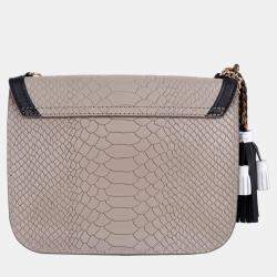 Pre Owned Charriol Stone/Black Leather PALAIS ROYAL Clutch Bag