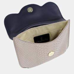 Pre Owned Charriol Stone/Black Leather PALAIS ROYAL Clutch Bag