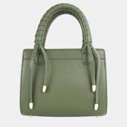 Pre Owned Charriol Military Green/Off white Leather Forever Handbag