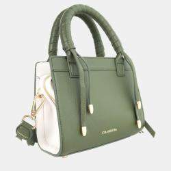 Pre Owned Charriol Military Green/Off white Leather Forever Handbag