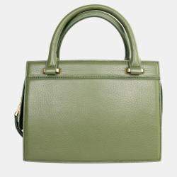 Pre Owned Charriol Military Green Leather Forever Handbag