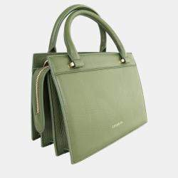 Pre Owned Charriol Military Green Leather Forever Handbag