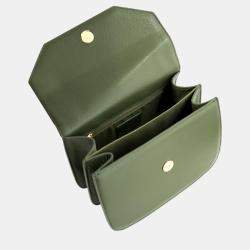 Pre Owned Charriol Military Green Leather Twilight Handbag