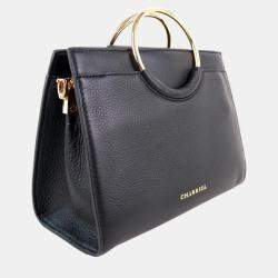 Pre Owned Charriol Black/Light Brown Leather Forever Handbag