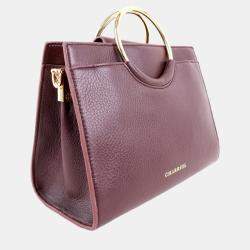 Pre Owned Charriol Chocolate/Off White Leather Forever Handbag