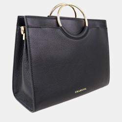 Pre Owned Charriol Black/Light Brown Leather Forever Handbag