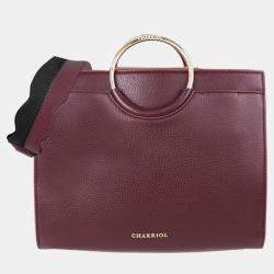 Pre Owned Charriol Chocolate/Off White Leather Forever Handbag