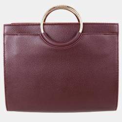 Pre Owned Charriol Chocolate/Off White Leather Forever Handbag