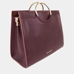 Pre Owned Charriol Chocolate/Off White Leather Forever Handbag