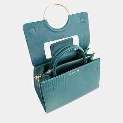 Charriol Green Leather Chameleon Handbag