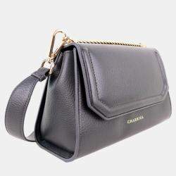 Pre Owned Charriol Dark Grey Leather Celtic Twist Bar Handbag