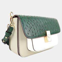 Pre Owned Charriol Green/Beige/Grey Leather LE REVE Crossbody