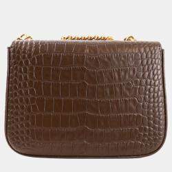 Pre Owned Charriol Dark Brown Leather LaetitiaClassic Handbag