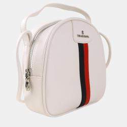 Charriol White Leather Conic Handbag