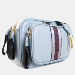 Pre Owned Charriol Light Blue Leather Deauville Crossbody