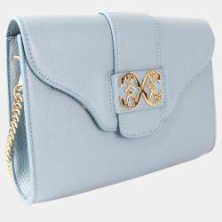 Pre Owned Charriol Light Blue Leather MARIE OLGA Crossbody