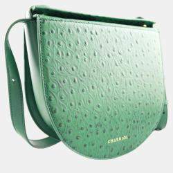 Pre Owned Charriol Green Leather Passion Ostrich Crossbody