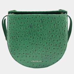 Pre Owned Charriol Green Leather Passion Ostrich Crossbody