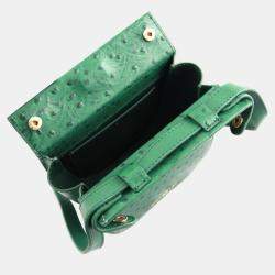 Pre Owned Charriol Green Leather Passion Ostrich Crossbody