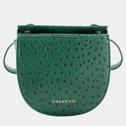 Pre Owned Charriol Green Leather Passion Ostrich Crossbody